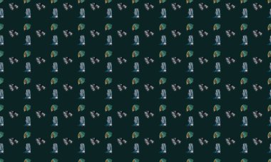 Farklı aksesuarlara sahip renkli arkaplan