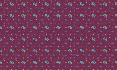 Farklı aksesuarlara sahip renkli arkaplan