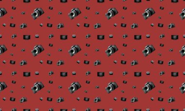 Farklı aksesuarlara sahip renkli arkaplan