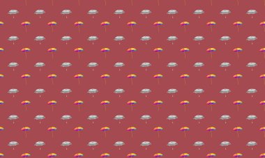 Farklı aksesuarlara sahip renkli arkaplan