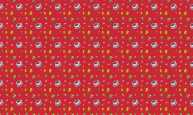 Farklı aksesuarlara sahip renkli arkaplan