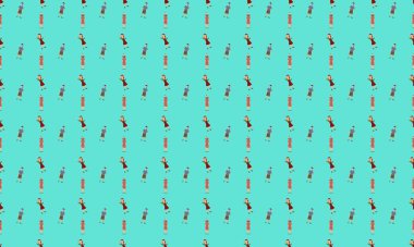 Farklı aksesuarlara sahip renkli arkaplan