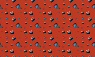 Farklı aksesuarlara sahip renkli arkaplan