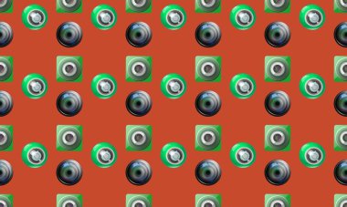 Farklı aksesuarlara sahip renkli arkaplan