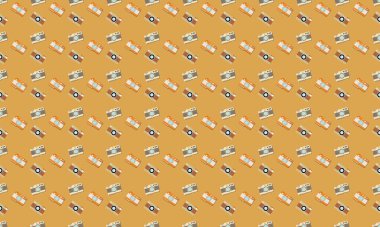 Farklı aksesuarlara sahip renkli arkaplan