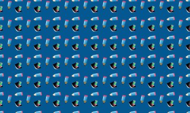 Farklı aksesuarlara sahip renkli arkaplan