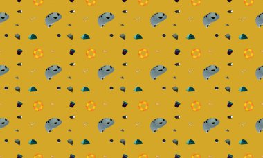 Farklı aksesuarlara sahip renkli arkaplan