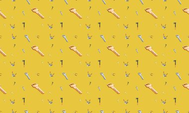 Farklı aksesuarlara sahip renkli arkaplan