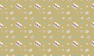 Farklı aksesuarlara sahip renkli arkaplan