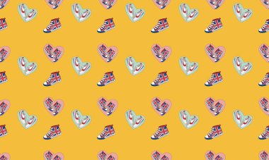 Farklı aksesuarlara sahip renkli arkaplan