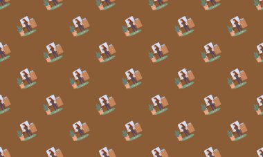 Farklı aksesuarlara sahip renkli arkaplan