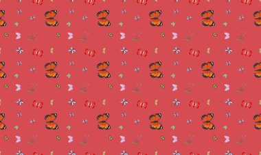 Farklı aksesuarlara sahip renkli arkaplan