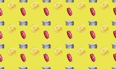 Farklı aksesuarlara sahip renkli arkaplan