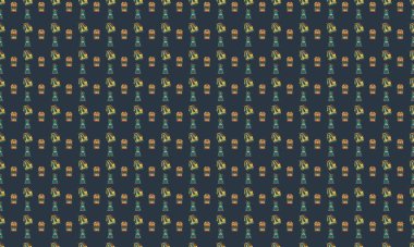 Farklı aksesuarlara sahip renkli arkaplan