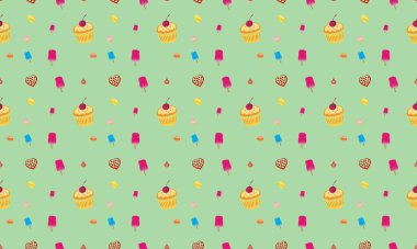 Farklı aksesuarlara sahip renkli arkaplan