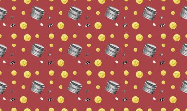 Farklı aksesuarlara sahip renkli arkaplan