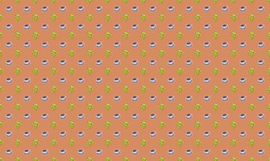 Farklı aksesuarlara sahip renkli arkaplan