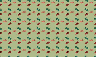 Farklı aksesuarlara sahip renkli arkaplan