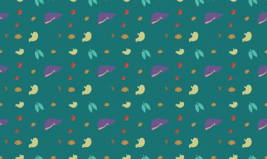 Farklı aksesuarlara sahip renkli arkaplan