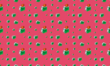 Farklı aksesuarlara sahip renkli arkaplan