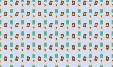 Farklı aksesuarlara sahip renkli arkaplan