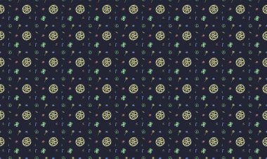 Farklı aksesuarlara sahip renkli arkaplan