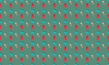 Farklı aksesuarlara sahip renkli arkaplan