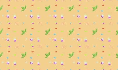 Farklı aksesuarlara sahip renkli arkaplan