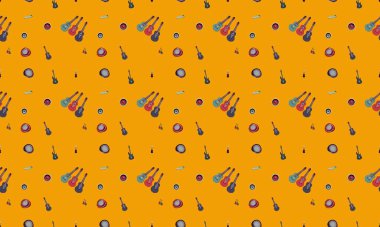 Farklı aksesuarlara sahip renkli arkaplan