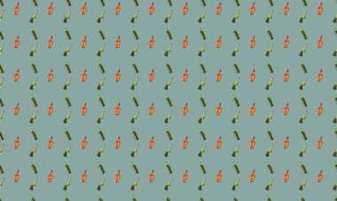 Farklı aksesuarlara sahip renkli arkaplan