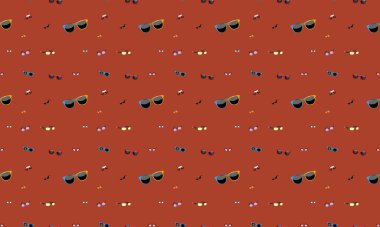 Farklı aksesuarlara sahip renkli arkaplan