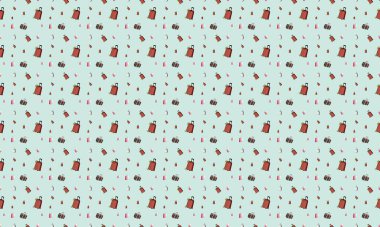 Farklı aksesuarlara sahip renkli arkaplan