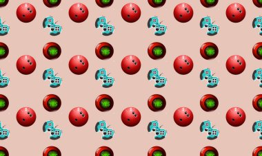 Farklı aksesuarlara sahip renkli arkaplan