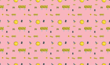 Farklı aksesuarlara sahip renkli arkaplan