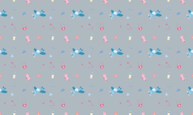 Farklı aksesuarlara sahip renkli arkaplan