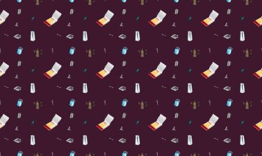 Farklı aksesuarlara sahip renkli arkaplan