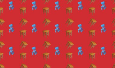 Farklı aksesuarlara sahip renkli arkaplan