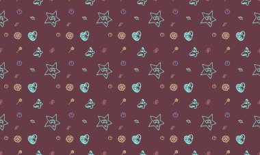 Farklı aksesuarlara sahip renkli arkaplan