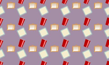 Farklı aksesuarlara sahip renkli arkaplan