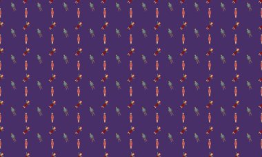 Farklı aksesuarlara sahip renkli arkaplan