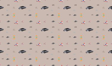 Farklı aksesuarlara sahip renkli arkaplan