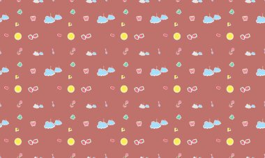 Farklı aksesuarlara sahip renkli arkaplan