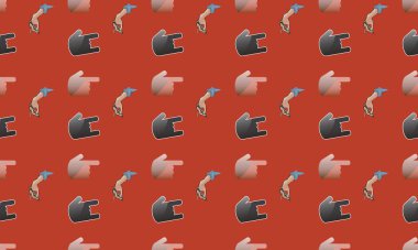 Farklı aksesuarlara sahip renkli arkaplan