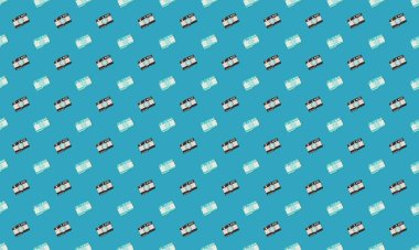 Farklı aksesuarlara sahip renkli arkaplan