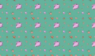 Farklı aksesuarlara sahip renkli arkaplan