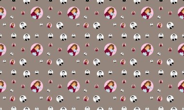 Farklı aksesuarlara sahip renkli arkaplan