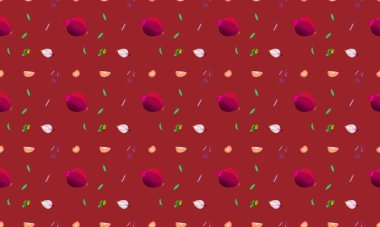 Farklı aksesuarlara sahip renkli arkaplan