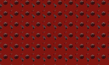 Farklı aksesuarlara sahip renkli arkaplan