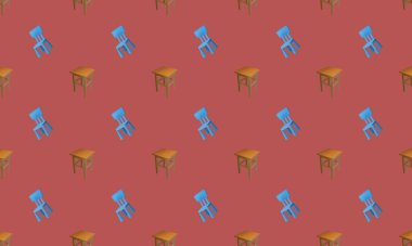 Farklı aksesuarlara sahip renkli arkaplan