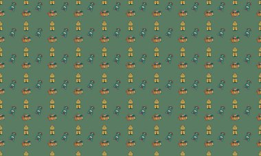 Farklı aksesuarlara sahip renkli arkaplan